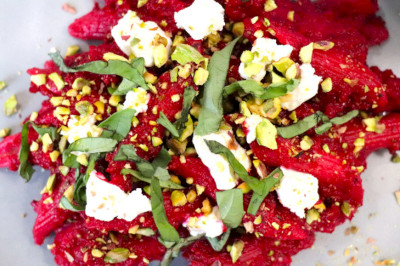 Honey Roasted Beet & Goat Cheese Pasta