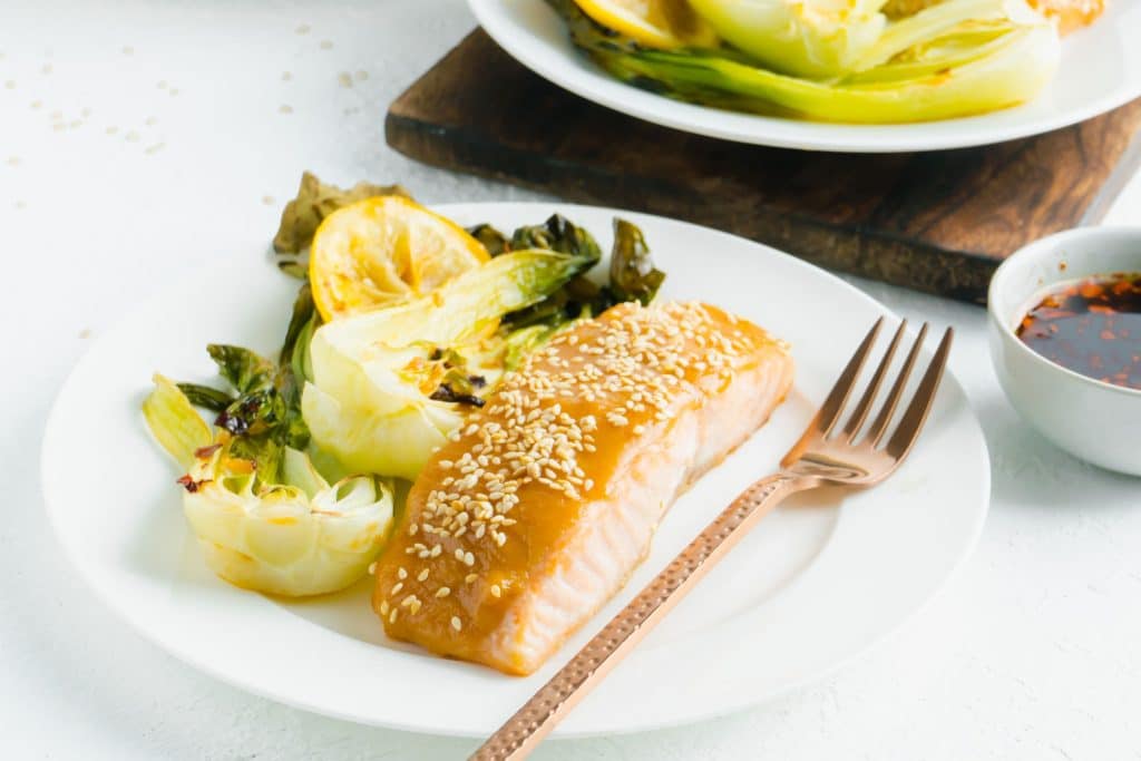 Honey Miso Salmon with Roasted Bok Choy - BeeMaid