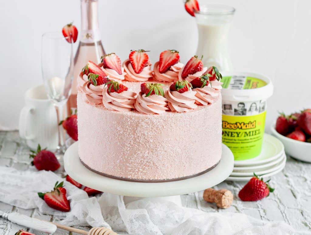 Strawberry Honey Pink Champagne Cake - BeeMaid